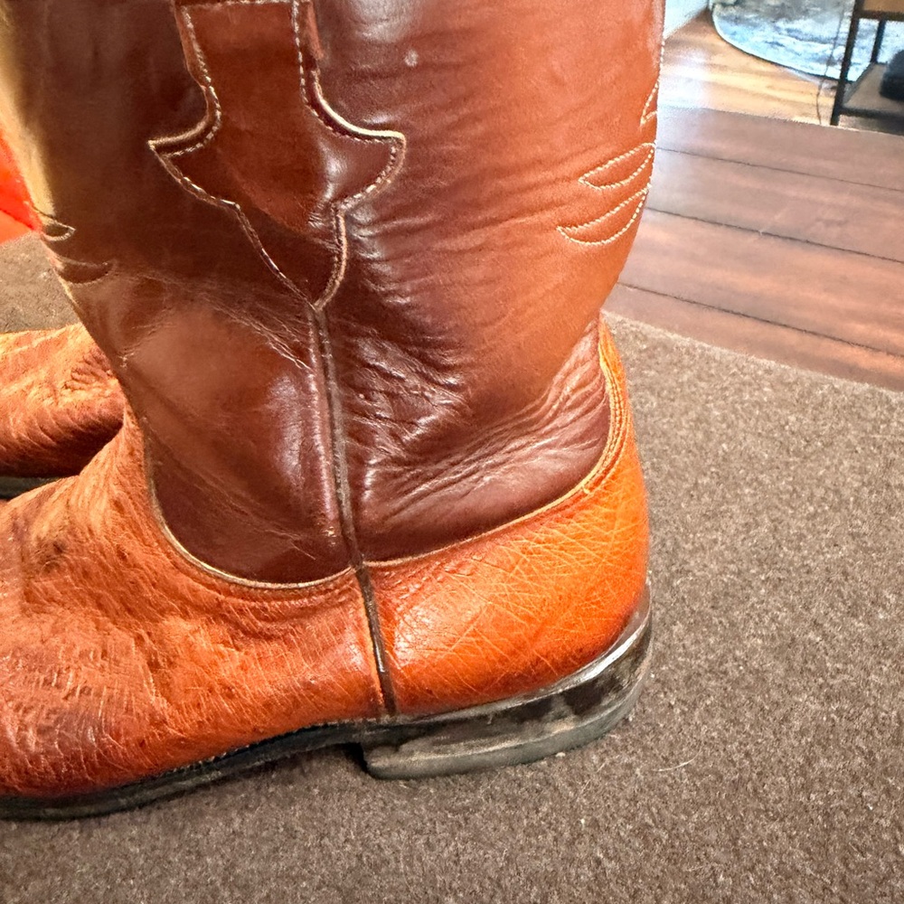 Lucchese Classics handmade tan ostrich boots 10D - Picture 3 of 10